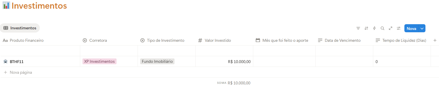 Central de investimentos e controle de carteira